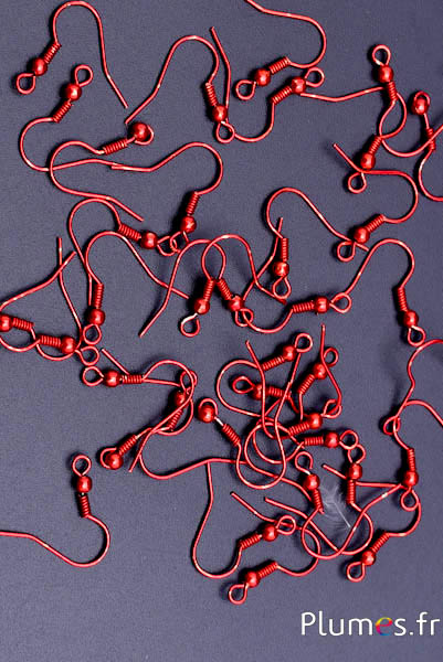 Supports pour boucles d'oreilles - long. 16 mm - rouge